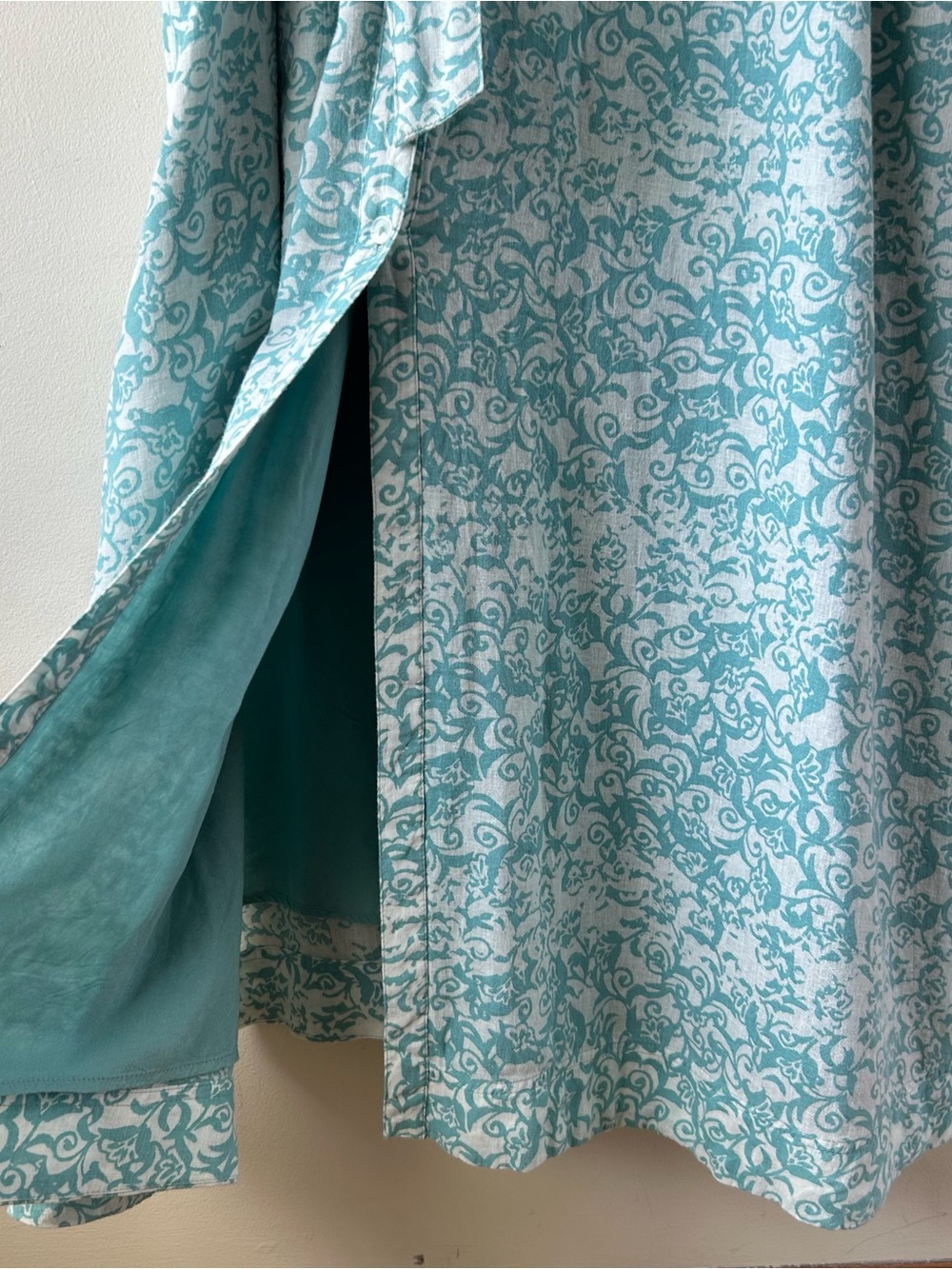 Maeve Anthropologie Irene Linen Shirt Maxi Dress Mint Green Floral XL - Picture 13 of 16